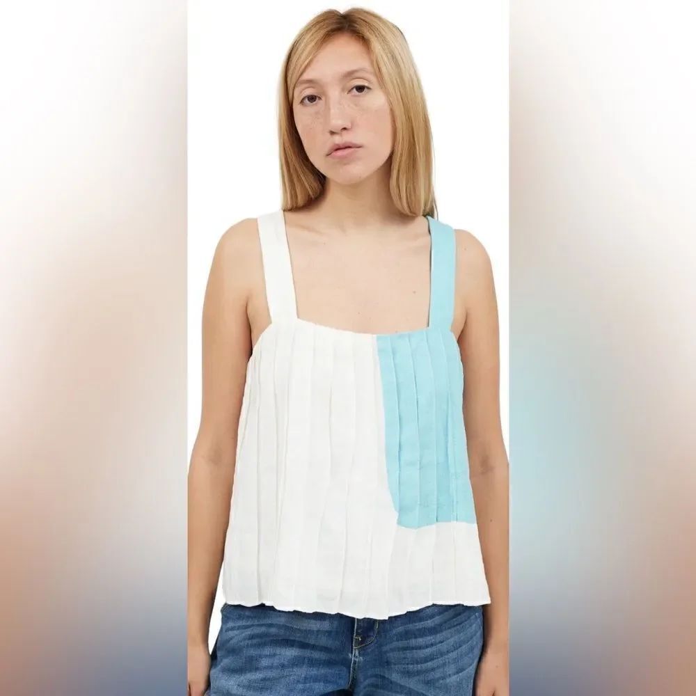 Mara Hoffman Colorblock Organic Linen Crop Top Side XS